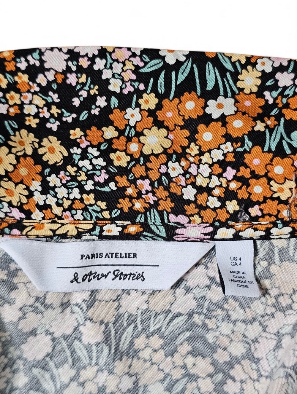 & Other Stories Retro Long Sleeve Tie Waist Floral Wrap Mini Dress, Size 4 - Picture 9 of 9